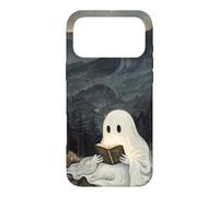 Custodia per iPhone 17 Pro Max Bookish Ghost Reading Book Reader Mountain Scene
