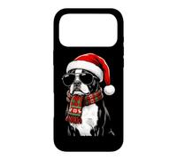 Custodia per iPhone 17 Pro Max Boston Terrier Dog Bostie Santa Hat Plaid sciarpa occhiali da sole