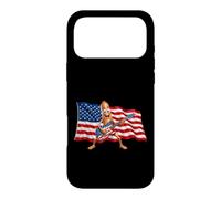 Custodia per iPhone 17 Pro Max Brainrot 4th July US Flag America Tung Sahur Electric Guitar