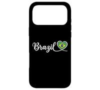Custodia per iPhone 17 Pro Max Brasile, corsivo, scrittura, con, bandiera nazionale, cuore