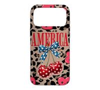 Custodia per iPhone 17 Pro Max Brown Cheetah America Girls Leopard Print Cherry E Bow