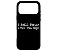 Custodia per iPhone 17 Pro Max "Build Faster After Two Cups" - Citazione divertente per la lavorazione del legno