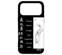 Custodia per iPhone 17 Pro Max Bushido Sumi-e Samurai 7 Virtù Kanji Giapponese in Italiano