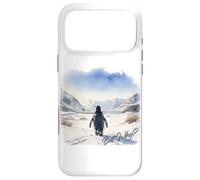 Custodia per iPhone 17 Pro Max BUT WHY? Penguin Wandering Off Mountains Watercolor (White)