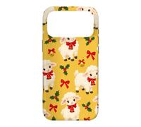 Custodia per iPhone 17 Pro Max Campana con fiocco di agnello giallo senape rosso per Natale