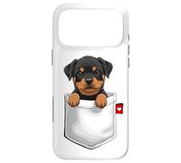 Custodia per iPhone 17 Pro Max Cane Rottweiler in tasca che sbircia cucciolo di cane carino