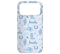 Custodia per iPhone 17 Pro Max Cappello da cowboy pastello e modello stivali blu Cowgirl estetica