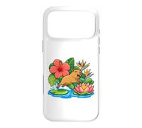 Custodia per iPhone 17 Pro Max Capybara salta da Lily Pad su Lotus Boat