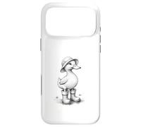 Custodia per iPhone 17 Pro Max Carino Anatra in Pioggia Stivali Sketch Style Line Art
