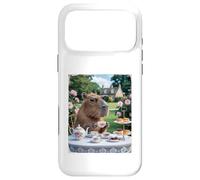 Custodia per iPhone 17 Pro Max Carino Capybara Sip Tea Rose Cup Cottagecore Floral Garden