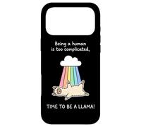 Custodia per iPhone 17 Pro Max Carino lama arcobaleno essere umano è troppo complicato costume
