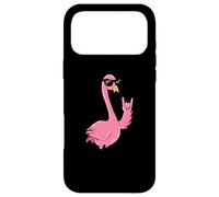 Custodia per iPhone 17 Pro Max Cartello a forma di mano con fenicottero rosa, grafica punk con simpatico uccellino