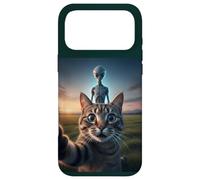 Custodia per iPhone 17 Pro Max Cat Selfie with Alien on the Back Funny for Kids Teens Adult