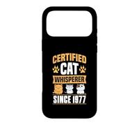 Custodia per iPhone 17 Pro Max Certificato Cat Whisperer Since 1977 Cat Theme Birthday Year