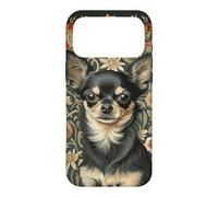 Custodia per iPhone 17 Pro Max Chihuahua marrone nero vintage floreale Art Dog