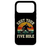 Custodia per iPhone 17 Pro Max Chiudi il tuo umorismo da portiere di hockey su ghiaccio a cinque buche