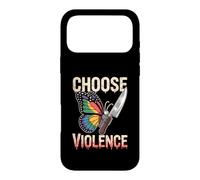 Custodia per iPhone 17 Pro Max Choose Violence Funny Butterfly Knife Contrasto Meme Eccentrico