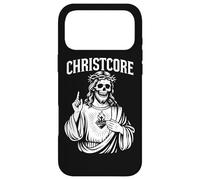 Custodia per iPhone 17 Pro Max Christcore - Teschio di Gesù, cuore sacro, design cristiano in metallo