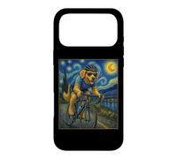 Custodia per iPhone 17 Pro Max Ciclismo Golden Retriever Art Ciclista Cane Da Corsa Una Bici Da Strada