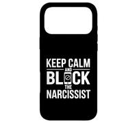 Custodia per iPhone 17 Pro Max Citazione motivazionale "Keep Calm and Block the Narcissist"