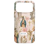 Custodia per iPhone 17 Pro Max Collage cristiano cattolico floreale vintage della Vergine