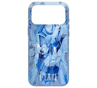 Custodia per iPhone 17 Pro Max Colomba con testo celtico della pace in toni blu