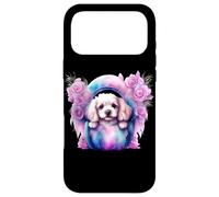 Custodia per iPhone 17 Pro Max Composizione di rose con adorabile abbigliamento per cuccioli di Spaniel bianco