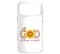 Custodia per iPhone 17 Pro Max Con Dio Tutte Le Cose Possibili Girasole Fede Verso