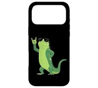 Custodia per iPhone 17 Pro Max Cool Iguana Rock On Funny Rettile Amante Animale Grafica Mano
