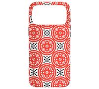 Custodia per iPhone 17 Pro Max Coral Red Wheels Circles Dots Art Nouveau Folk Pattern