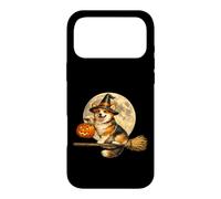 Custodia per iPhone 17 Pro Max Corgi Cappello da strega Jack O Lantern Pumpkin Full Moon scopa