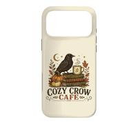 Custodia per iPhone 17 Pro Max Cozy Crow Cafe, design vintage per amanti del caffè autunnale