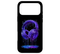 Custodia per iPhone 17 Pro Max Cuffie blu elettrico DJ Gamer Music Art Paint Drip