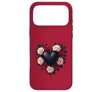 Custodia per iPhone 17 Pro Max Cuore Nero E Corona Di Rose Nere