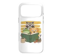 Custodia per iPhone 17 Pro Max Curious Reading Animals Frog Raccoon Dog Book Lover