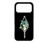 Custodia per iPhone 17 Pro Max Cute Baby Dragon Sbirciando Zipper Fantasy Creatura