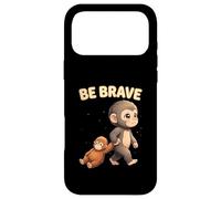 Custodia per iPhone 17 Pro Max Cute Baby Monkey Be Brave Viral Meme Emozionale Peluche