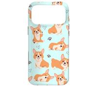 Custodia per iPhone 17 Pro Max Cute Corgi Dog with Paws Lover in Aqua Turquoise Pattern