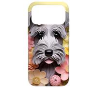 Custodia per iPhone 17 Pro Max Cute Dog Mom Graphic With Paper Flowers Miniature Schnauzer