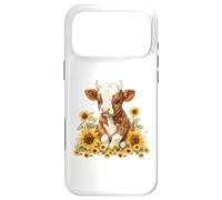 Custodia per iPhone 17 Pro Max Cute Highland cow with sunflowers country Heifer Farm Farmer