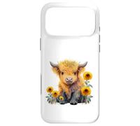 Custodia per iPhone 17 Pro Max Cute Highland cow with sunflowers country Heifer Farm Farmer