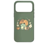 Custodia per iPhone 17 Pro Max Cute Kawaii Fall Cottagecore Aesthetic Frog With Pumpkin