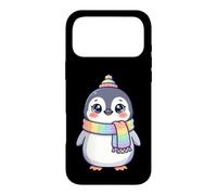 Custodia per iPhone 17 Pro Max Cute Kawaii Penguin Rainbow Beanie Scarf Winter
