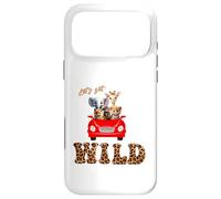 Custodia per iPhone 17 Pro Max Cute Lets Get Wild Safari Zoo Animals Party Red Car