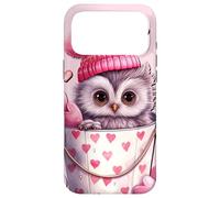 Custodia per iPhone 17 Pro Max Cute Owl Baby In Valentines Basket Pink Heart Pattern