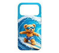 Custodia per iPhone 17 Pro Max Cute Teddy Bear Cavalcando le Onde Tavola Surf Forme Mania