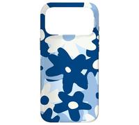 Custodia per iPhone 17 Pro Max Dark Blue Pastel White Flower Retro Modern Boho Bohemian