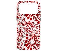 Custodia per iPhone 17 Pro Max Dark Red Lace Inspired Vintage Intricate Flowers Pattern