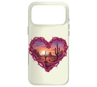 Custodia per iPhone 17 Pro Max Desert Heart Cactus Tramonto Southwest Romance Wall Art