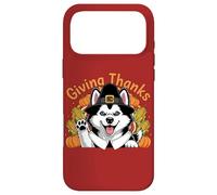 Custodia per iPhone 17 Pro Max Design con cane "Giving Thanks Pilgrim Happy Harvest"